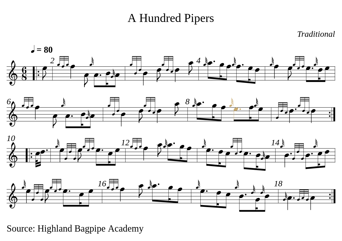 A Hundred Pipers par Valentin